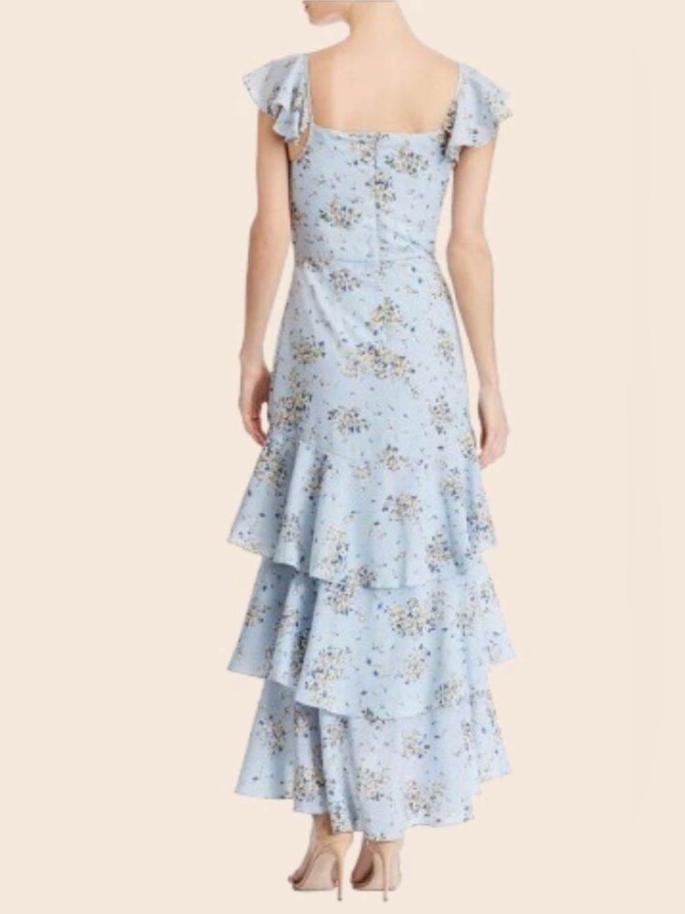 Sky Blue Floral Tiered Dress - Picture 6 of 6